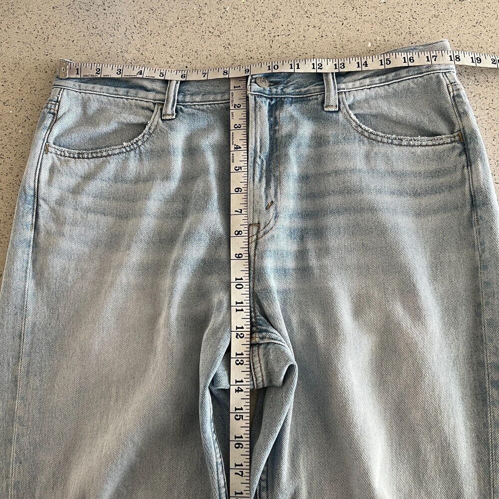 AE77 Organic Cotton The Crop Flare Busted Knee Jeans Blue 33 - Picture 7 of 13